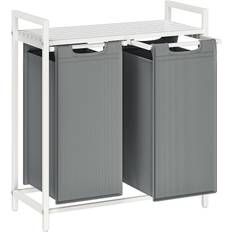 Vasagle - Dobbelt vasketøjskurv 73x33x72 (hvid/grå)
