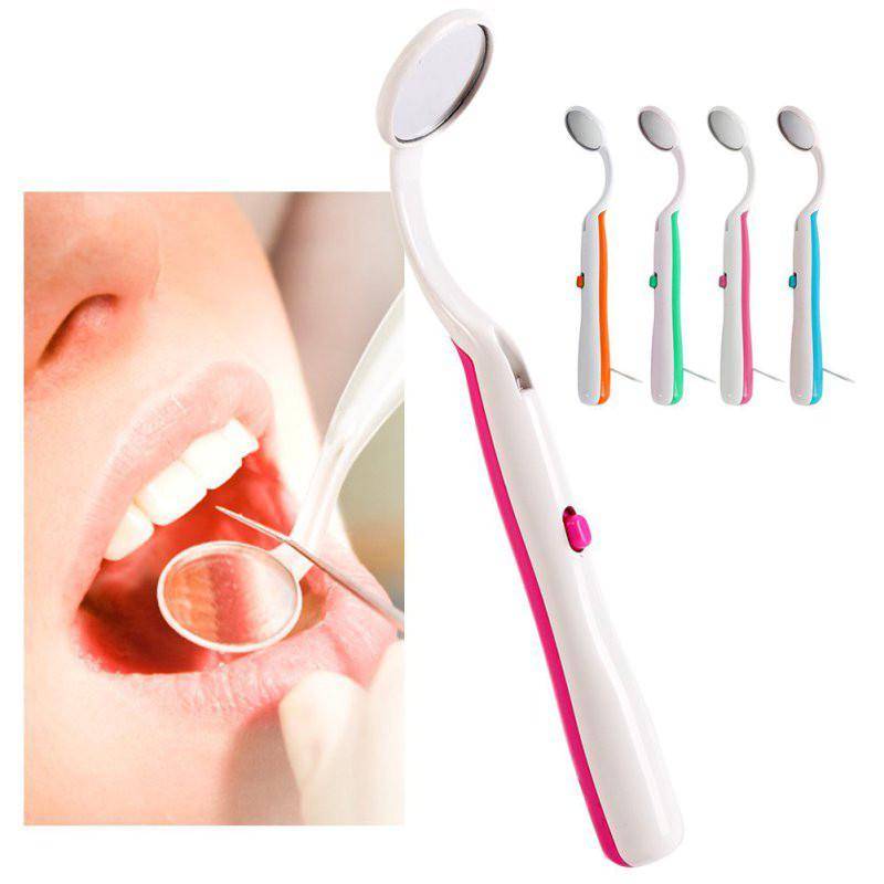 LED Ljus Tänder Oral Dental Mirror Super Bright Mun Belyst Hygien Machine Tand Care Tool rosa