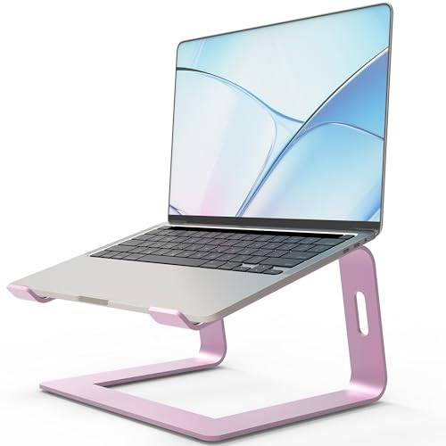 Orionstar laptopstativ i aluminium, laptophöjare kompatibelt med Apple Mac MacBook Air Pro 10 till 15,6 tums bärbar dator, ergonomisk hisshållare (rosa)