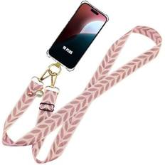 Coque iphone 16 plus - silicone - transparent - cordon réglable - antichoc - rose