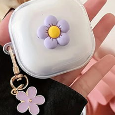 1pc Purple 3D Flower Headphone Case Compatible With Iphone Earphones, AirPods 1/2, New AirPods 3/Pro/Pro2 Wireless Earbuds Protective Cover, Boyfriend/Girlfriend Gift