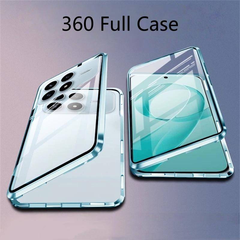 360 Helt Fodral För Xiaomi POCO F8 Ultra F8 Pro 5G Dubbelsidig Magnetisk Adsorption Metall Capa Härdat Glas Skyddande Fodral