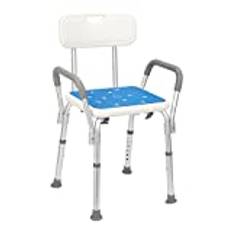 Gimisgu Duschstol, duschpall för seniorer med armstöd och ryggstöd, duschstol, justerbar höjd, badpall, 136 kg, bärbar, duschhjälp, bekväm badstol, badhjälp