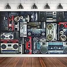 Vägg av radio boombox fotografi bakgrund nostalgisk gammaldags förstärkare musik antik o bas högtalare bakgrund 240 cm x 180 cm