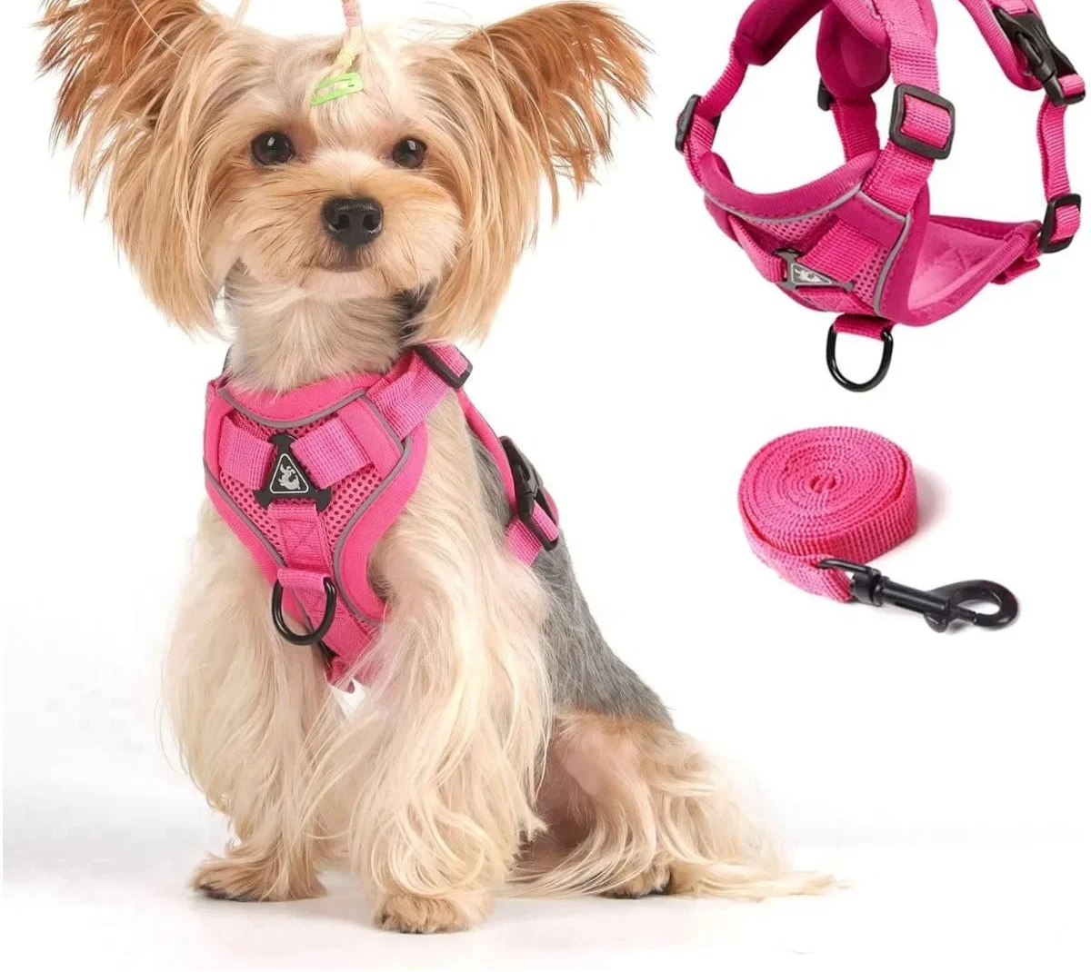 Adjustable Cat Vest Harness and Leash Set - Reflective Trim for All Sizes - Pink / XL (XL)
