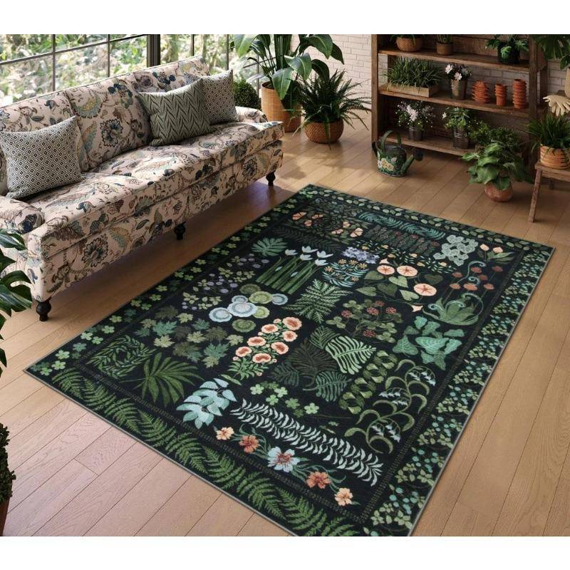 Fräsch Botanisk Boho Mat Naturtema Matta för Vardagsrumsinredning Sovrum Sängkant Mjuk Fotmatta Kök Fritid Balkongmatta