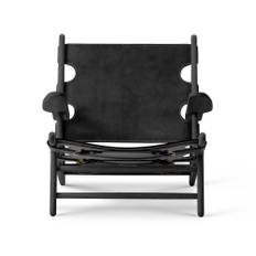 Fredericia Furniture - The Hunting Chair Black lacquered oak / Black leather - Fåtöljer - Børge Mogensen - Svart - Läder/Trä