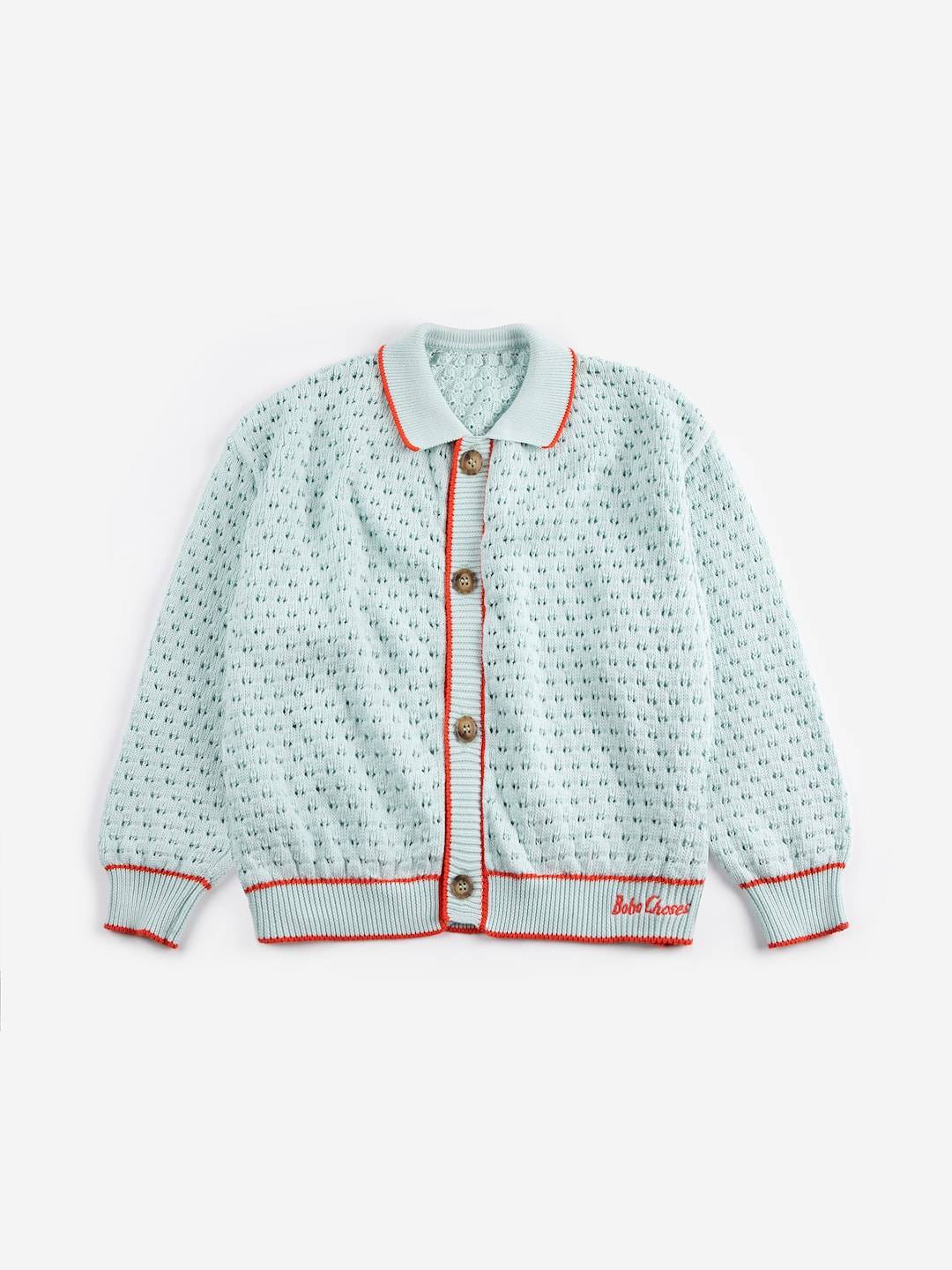 Bobo Choses Bc Openwork Kofta Light Blue Light Blue 10-11 Y Blå 10-11 år Pojkar