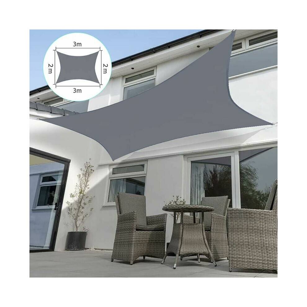 Solsejl, udendørs overdækning til terrasse, græsplæne, have, pool, terrasse og mere (2x3m)