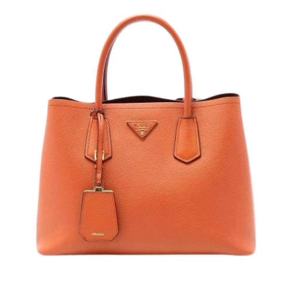 Prada Vintage Pre-owned Saffiano Satchel - Vintage - Dame - Orange - ONE SIZE - Læder