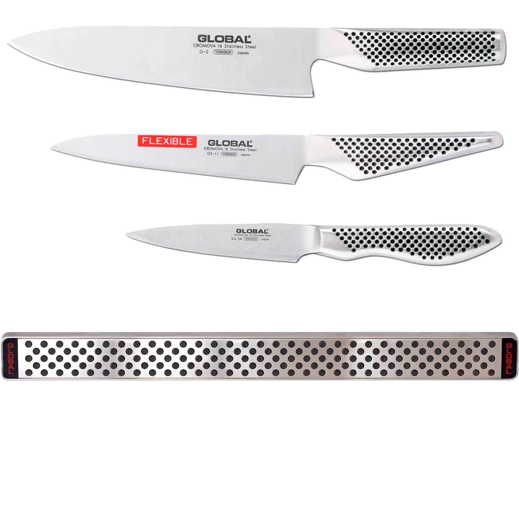 Global Knivsæt 3 dele + knivliste 51 cm