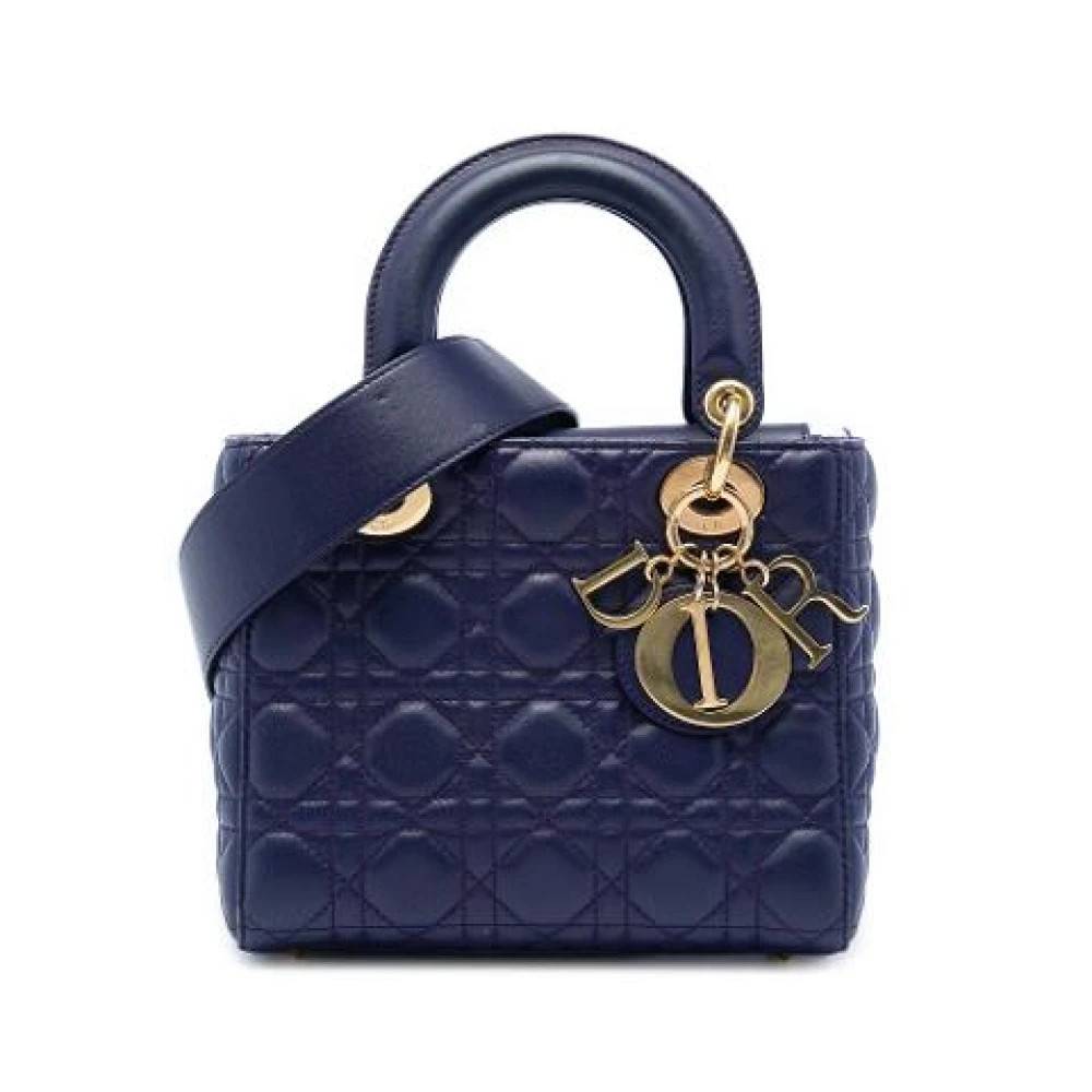 Dior Vintage Pre-owned Lady Quilted Handbag - Vintage - Dame - Blå - ONE SIZE - Uld