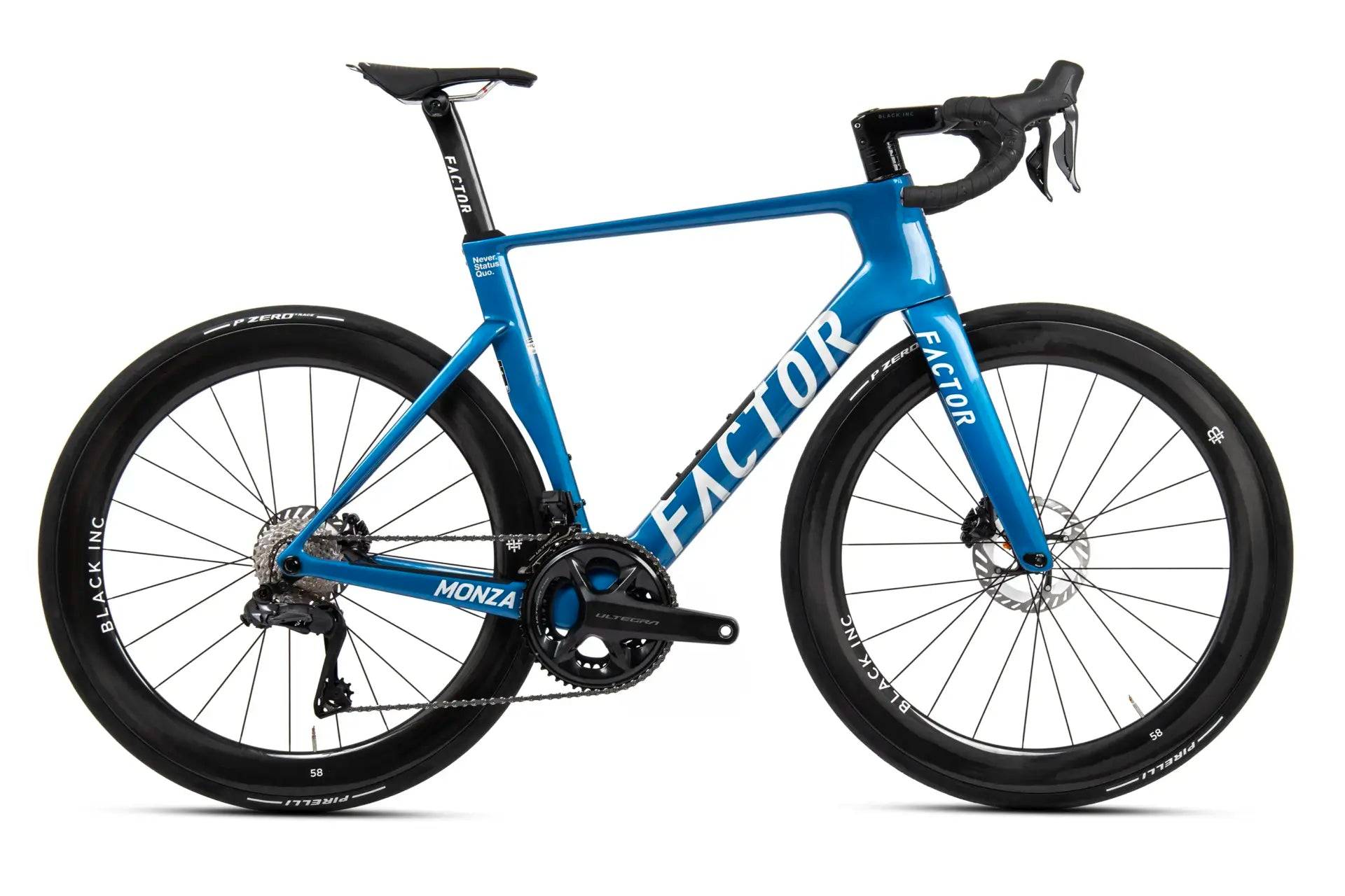 Factor Monza 2027 - Shimano Ultegra Di2 2x12sp - Black Inc FIFTY EIGHT - 153 / 58 / Solar Blue