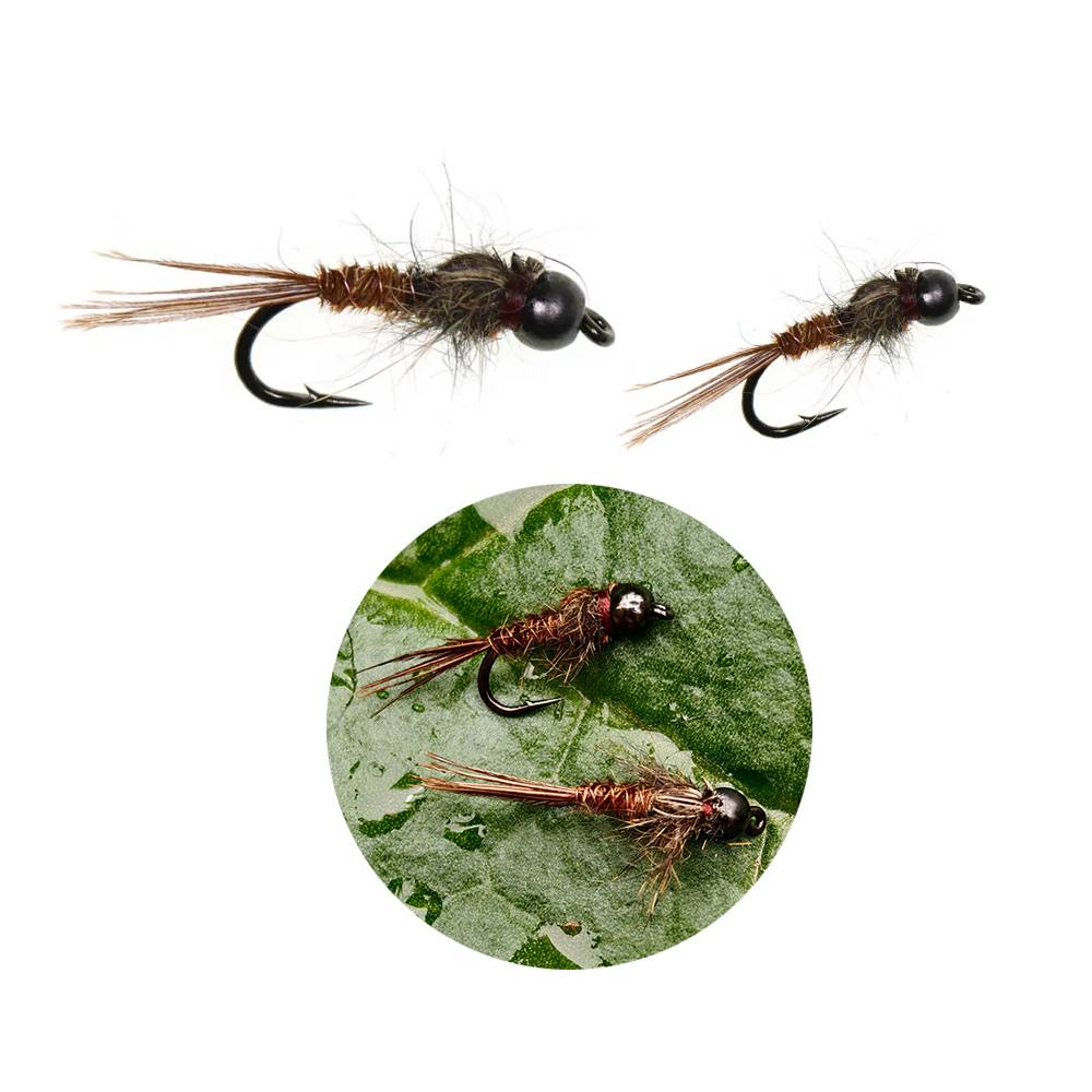 9PCS #14 #16 #18 Bead Head Hare's Ear Pheasant Tail Nymph Lure Artificial Fly Fishing Bait for Trout Whitefish Panfish Grayling