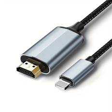 Lightning til HDMI Adapterkabel, HDMI Kabel til iPhone til TV Kompatibel med iPhone & YouTube til TV Output med 1080P HD Display 4 Meter, Grå{f2}