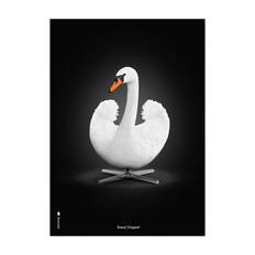 Brainchild Plakat - Hvid Svane/Sort Baggrund - 70x100 cm