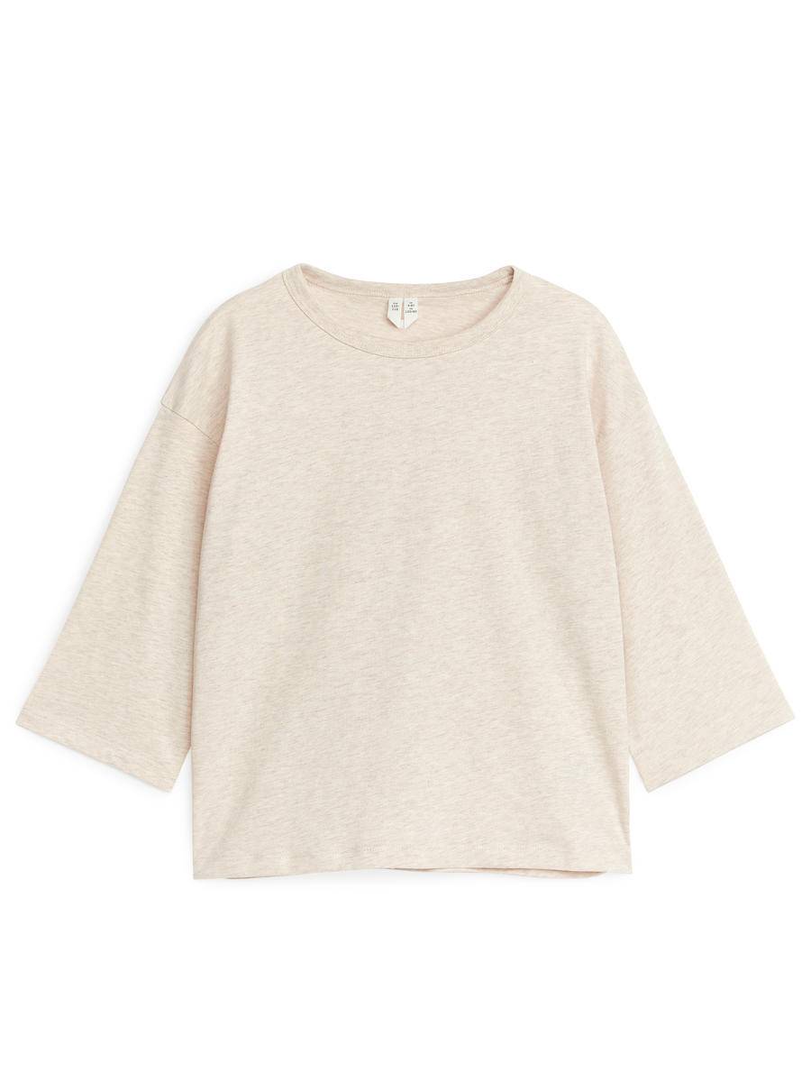 ARKET Oversized Long-Sleeved T-Shirt -Beige, 134/140