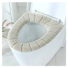 Toilet Seat Cover Pads,1Pcs Warm Toilet Seat Cover Closure Pad Washable Bathroom Accessories Knitted Solid Colour Soft O-Ring Toilet Seat Cover (1 pc)(Khaki)