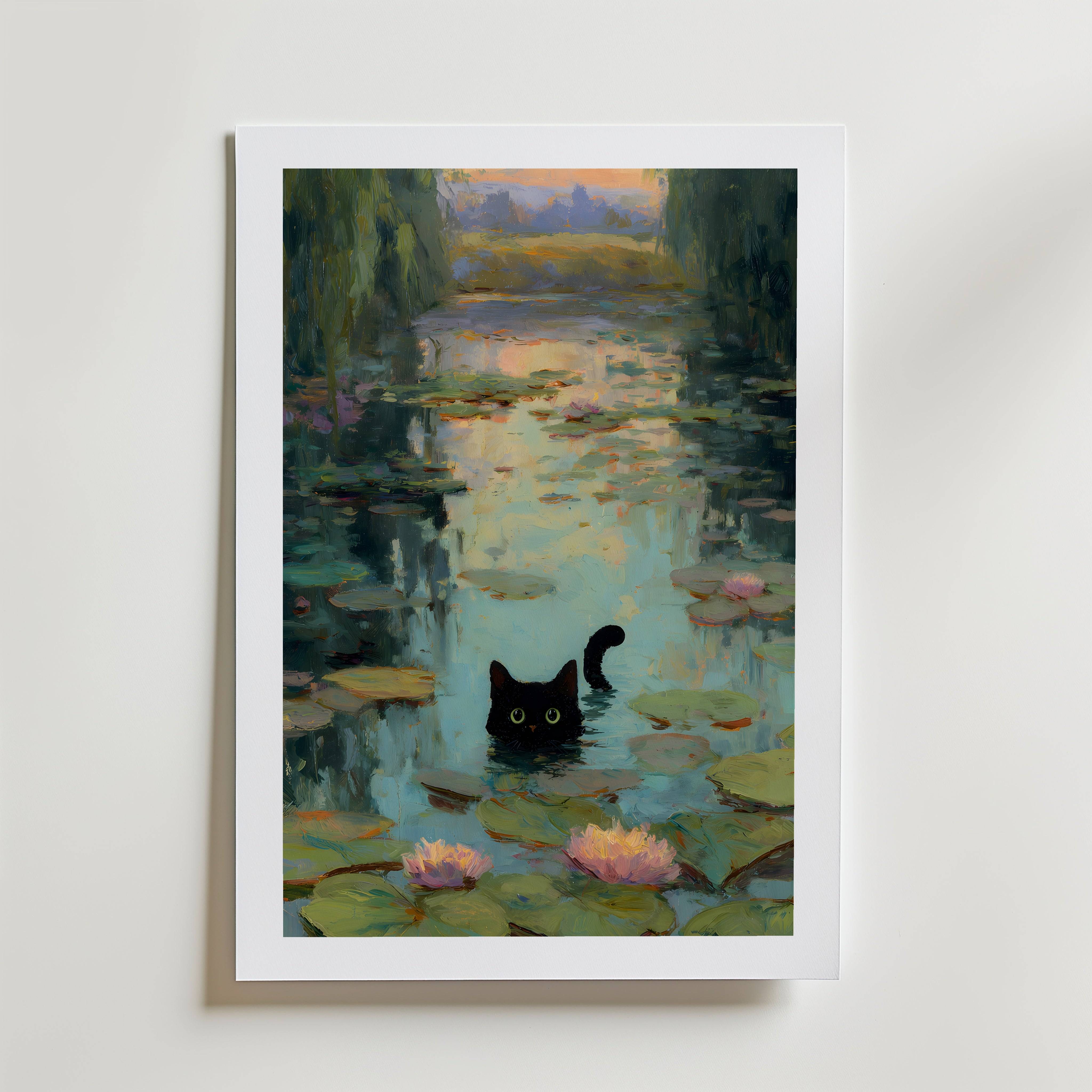 Midnight Reflections Poster - Premium Canvas 21x30 cm Med passepartout