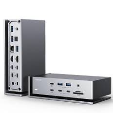 iVANKY FusionDock Max 1 Kompatibel mit Thunderbolt 4, 20-in-1 Quad 6K@60Hz Monitor Docking Station, 40Gbps Dock für MacBook M1/M2/M3 Pro/Max, 2HDMI 2.0, 96W PD, 10Gbps 5USB-A und 2USB-C (Silber)