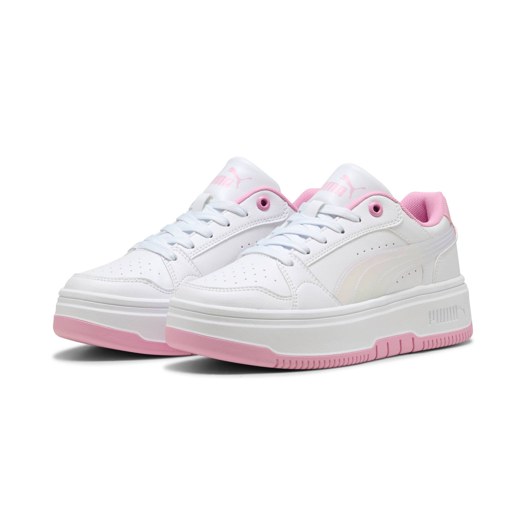 PUMA Rebound Femme Holo 2.0 Sneakers Youth, Age, White/Pink Shimmer, 37.5