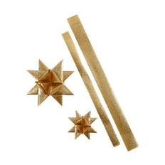 Stjernestrimler, L: 86+100 cm, diam. 11,5+18,5 cm, B: 25+40 mm, guld glitter, 16 strimler/ 1 pk.