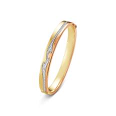 Fusion 18K White Gold, Gold & Rose Gold Bangle w. Diamonds 0.74 ct - S