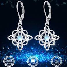 1 par örhängen i 925 sterlingsilver med månsten och häxknut, hypoallergena, nickelfria, eleganta, sofistikerade glittrande syntetiska kubiska zirkonia