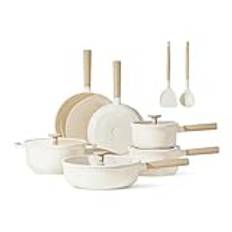 HJZSZX 12 st grytor och stekpannor set nonstick kokkärl set Hälsosam induktion kök granit matlagning set, A, 12 st