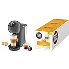 NESCAFÉ DOLCE GUSTO Krups KP243B Genio S Coffee Capsule Machine, 15 Bar, Ultra Compact, High Pressure, Over 30 Coffee Creations, Selectable Drink Size, Auto Shut-Off, Anthracite mit Latte Macchiato