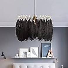 Pendellampor, LED Feather Pendel Lights Feather Modern Romantic Bedroom Feather Lamp (Färg: Noir, Storlek: 50CM/Varmvit)