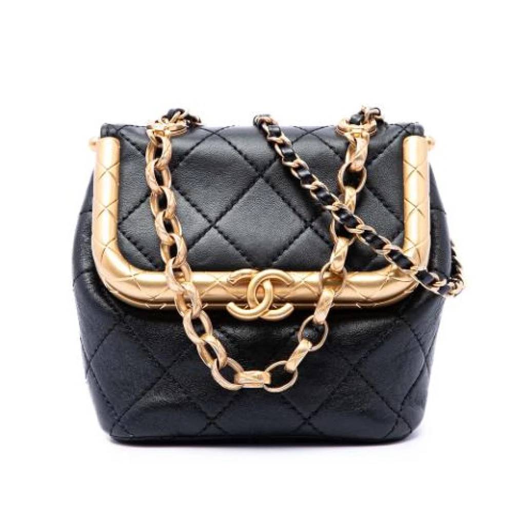 Chanel Vintage Pre-owned Quilted Lambskin Satchel - Vintage - Dame - Sort - ONE SIZE - Uld