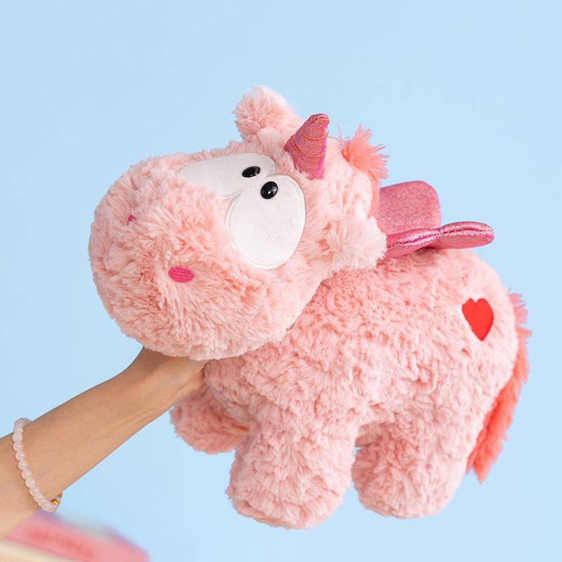 Varm Mjuk Fluffig Rosa Enhörning Gosedjur Söt Gosedjursdocka med Glänsande Vingar Kawaii Enhörningsgosedjur Stora Ögon Enhörningskudde rosa