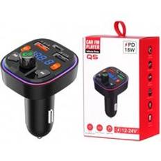 Q5 18w fm sändare extern mikrofon dubbel usb pd typ c snabbladdning billaddare bluetooth 5.0 handsfree bil fm modulator