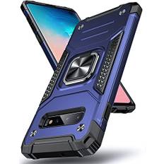 DASFOND Armor Hülle für Samsung Galaxy S10 Case Militär Stoßfest Handyhülle [Upgrade 2.0] 360 Grad Metal Ring Halter Ständer Schutzhülle [für Handyhalterung Auto Magnet], Blau