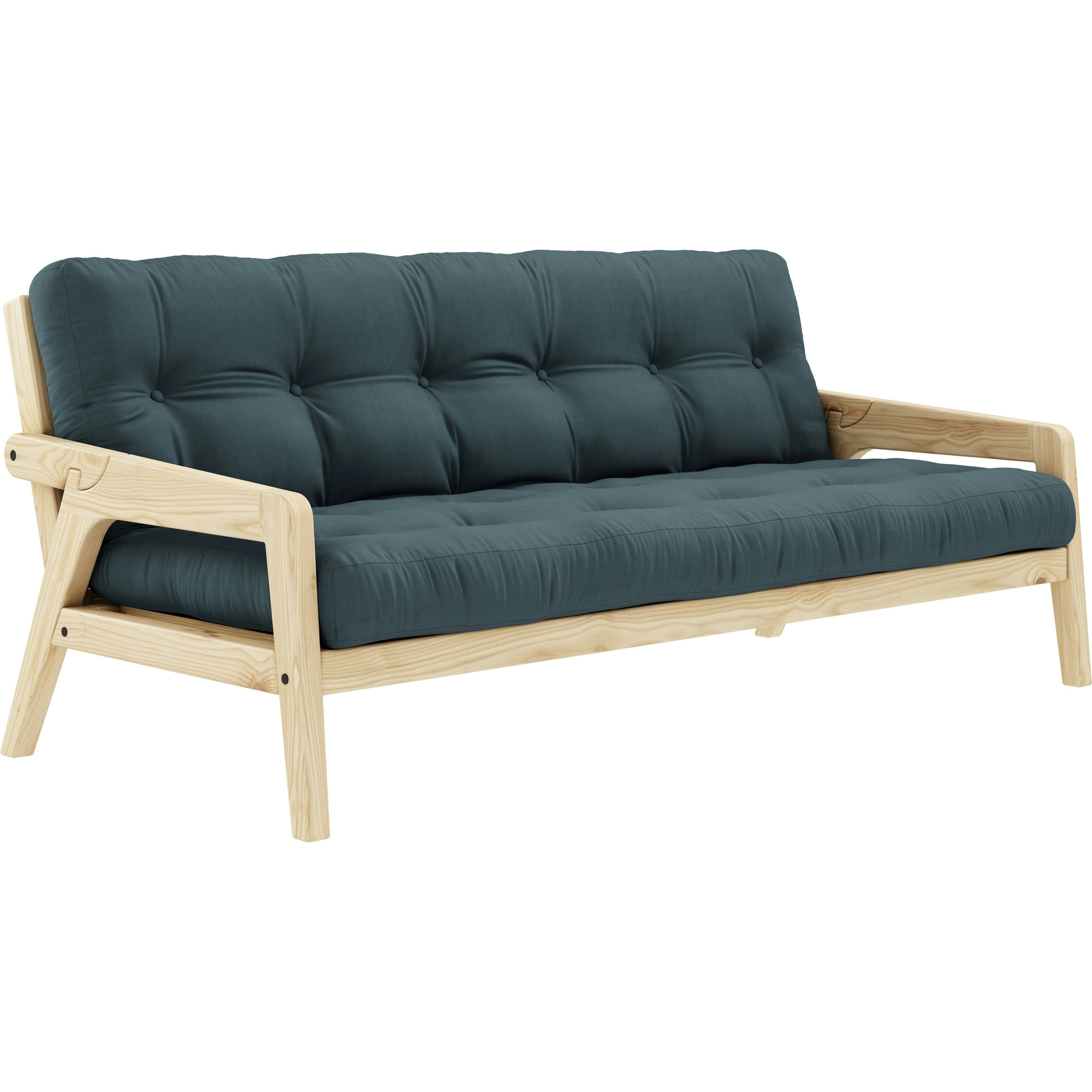 Karup Grab Sovesofa Med Madras Klarlakeret / Petrolblå - Sovesofaer Fyrretræ Petrol Blue - 132101757