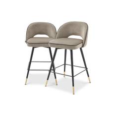 Cliff bar stool savona greige velevet set of 2