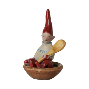 Maileg Petit Noël No. 24 - Nisse i skål med ske, 8,5 cm