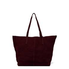 Mango Suede Shopper Bag Burgundy