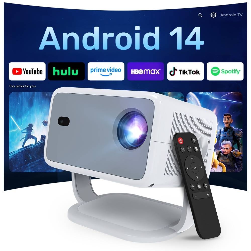 TEMU 14, 4k Support 1080p Local Smart Projector With Wifi6 And Bt 5.2, Indoor Projectors With Auto Focus, Portable Movie Phone Wireless Gaming Wifi Projector For Bedroom/home/ceiling