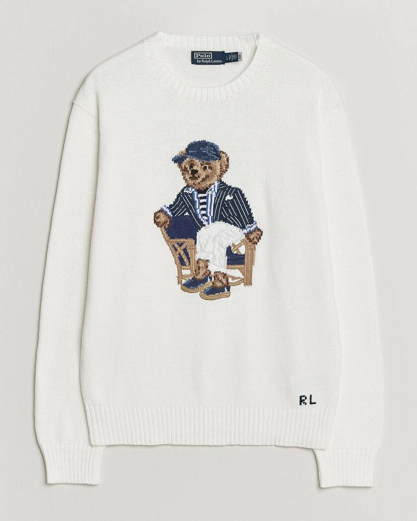 Polo Ralph Lauren Newport Bear Cotton/Linen Sweater Deckwash White