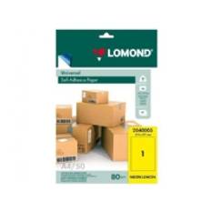 Lomond Self-Adhesive Paper Universal Labels, 1/210x297, A4, 50 sheets, Lemon neon