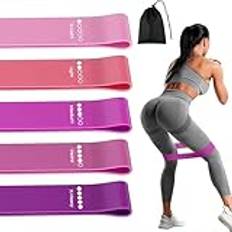 Fitnessband Set Om 5, 100% Latex Motståndsband, 5 Olika Styrketräningsband Med Träningsinstruktioner & Bärväska, Gymnastikband För Muskeluppbyggnad, Yoga, Pilates, Styrketräning