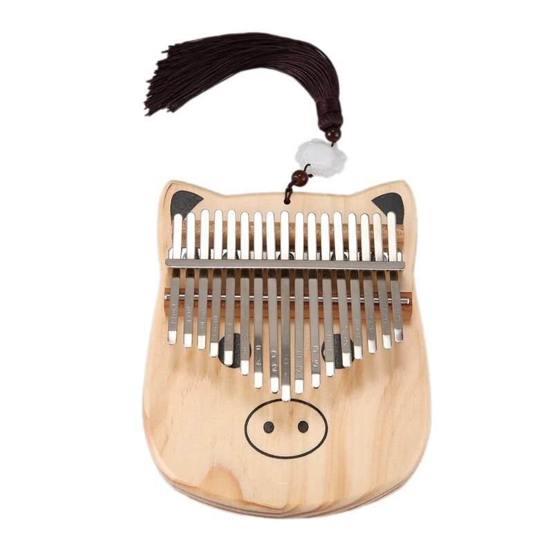 Mini kalimba 17 tangenter tummen piano med melodi hammare trä hand finger piano mbira för barn vuxna nybörjare
