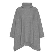 Cashmere poncho med rullekrave i grå