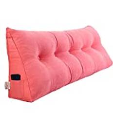 RAKTOV Ryggstödskudde triangulär sänggavel kudde, stor dubbel läskudde för dagbädd, kil dagbädd kudde stödkudde med avtagbart överdrag, 120 x 50 x 20 cm, rosa