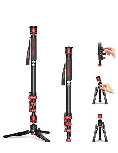 IFOOTAGE Cobra 3 monopod C180F, kolfiber monopod med fötter för kamera, DSLR, minipod basstativ, nyttolast upp till 8 kg (17,6 pund). Max. Höjd: 180 cm