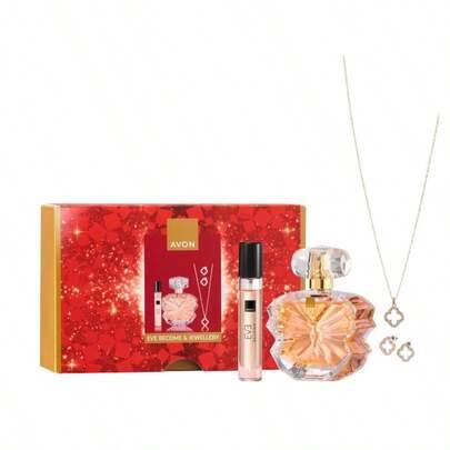 Eve Become & Jewellery Eau De Parfum 50 ml Gift Set – Perfume Gift Set, Long-Lasting, For Women, Floral, Gold-Toned, Suitable For Birthday