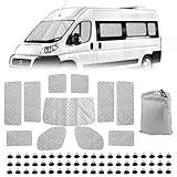 ZWPARTS bilvindruta solskydd ersättning för 2006-2023 Fiat Ducato, 11-delat set solskydd bil vindruta skyddsset med förvaringsväska, 100 % ocklusion