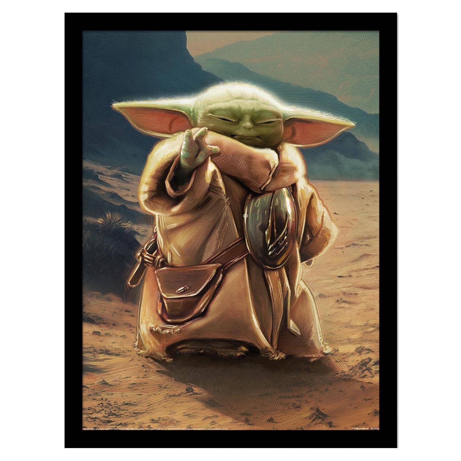 Star Wars: The Mandalorian Scene Grogu Framed Poster 45cm x svart